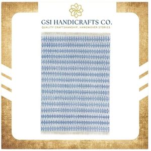 Newest Trending Geometric Pattern Area <b>Rug</b> Rectangle Blue White Flat Weave 100% Cotton Jute Backing at Wholesale Price - Product Image 2