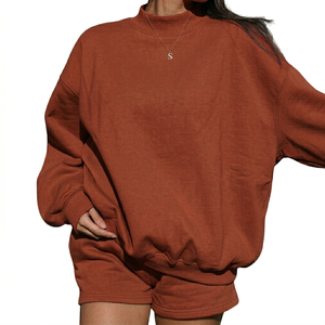 Conjunto de Sudadera de Cuello Alto y Pantalones Cortos para Mujer, Estilo Urbano, Secado Rápido, Transpirable, Ecológico, Suave, Holgado, para Invierno - Product Image 4