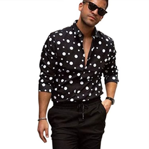 Camisas de Manga Larga con Cuello de Solapa y Estampado de Puntos, Estilo Europeo Americano, Nueva Colección Otoño 2026, Venta al Por Mayor para Hombre - Product Image 1