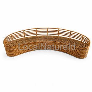 Curved Bamboo Lounge <b>Bench</b> Rattan Style <b>Metal</b> Frame Sofa Seat for Living Room Patio Villa - Product Image 2