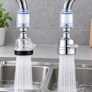<span class=keywords><strong>Filtre</strong></span> à eau pour robinet à 3 modes avec cartouche en coton PP et billes minérales 360 °   Support pivotant pour cuisine et salle de bain - Product Image 1