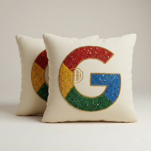 Housse de coussin décorative carrée de qualité supérieure avec logo Google, broderie perlée et motif imprimé pour canapé et chambre à coucher - Product Image 1