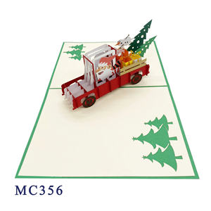 Tarjeta Pop-up 3D de Papel con Diseño Personalizado de Santa Claus Conduciendo un Coche, Estilo Ángel, Hecho a Mano en Vietnam, Impresión Offset - Product Image 2