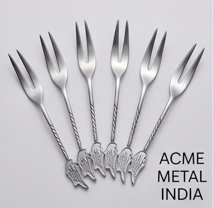 Ensemble de fourchettes à cocktail en acier inoxydable avec motif gaufré élégant, parfait pour les restaurants, les fêtes et les mariages - Product Image 1