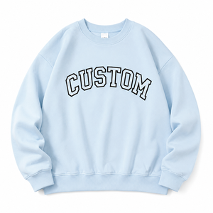 Wholesale Baby Blue Letter Print Sweatshirts Round Neck Drop Shoulder Crewneck Ladies Blank Hoodies ODM Winter Streetwear <b>Jumper</b> - Product Image 3