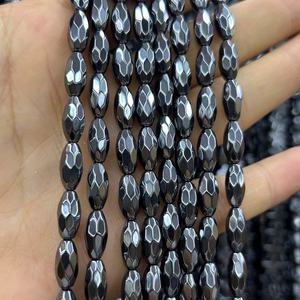 Cuentas facetadas de hematita, piedras preciosas naturales ovaladas, hilo de cuentas para la fabricación de joyas y manualidades DIY. - Product Image 3