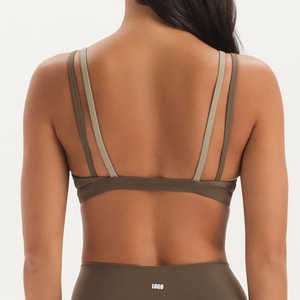 MILIENZ Soutien-gorge de sport et short de yoga pour femme, bleu marine, à bretelles convertibles, taille mi-haute, torsadé, maintien léger, sans couture, respirant - Product Image 2