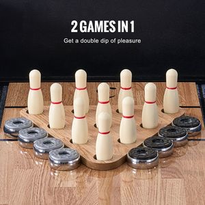 Tavolo da Shuffleboard da 2,7 m per Sale Giochi Familiari, Set Combo 2-in-1 Shuffleboard e Bowling, Giochi da Terra Resistenti ai Graffi per Divertimento - Product Image 3