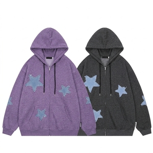 Sudadera con capucha Bape personalizada para hombre, 100% algodón, transpirable, cuello en V, corte holgado, con estampado de estrellas bordadas, estilo cárdigan, para otoño, con bolsillo. - Product Image 6