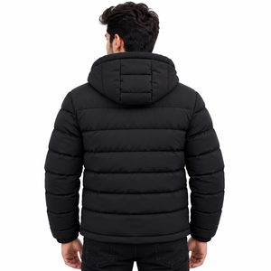 Blouson matelassé à capuche pour homme avec doublure en fausse fourrure, logo personnalisé, fermeture éclair, style décontracté, hiver, streetwear, B2B USA - Product Image 2
