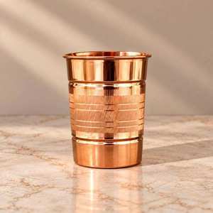 Tasse en cuivre martelé moderne réutilisable, étanche, à paroi simple, en métal, compatible lave-vaisselle et micro-ondes, pour boissons froides et fêtes - Product Image 4