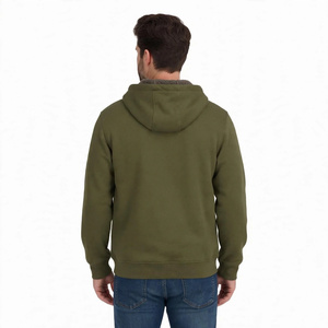 Men Olive Green Full Zip Fleece Hoodie <b>Sherpa</b> <b>Lined</b> Winter Warm Casual Outerwear Heavyweight Athletic Sweatshirt <b>Jacket</b> - Product Image 2