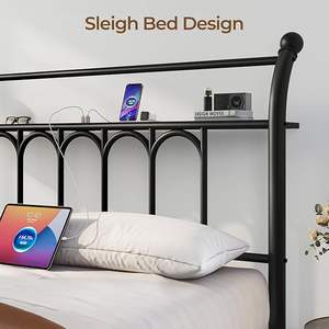 Base de Cama Doble de Metal Estilo Industrial con Cabecero y Pie de Cama con Almacenamiento para Dormitorio y Proyectos Hoteleros - Product Image 3