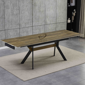 Ensemble de <span class=keywords><strong>table</strong></span> et de chaises de salle à manger intérieures rétractables classiques uniques en MDF pour 6 personnes au total inclus - Product Image 2