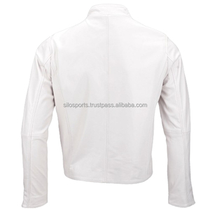 OEM 2025 Premium Pearl White Men's Motorbike Leather <b>Jacket</b> Low Moq Custom-Made High Quality Wholesale Leather Fashion <b>Jackets</b> - Product Image 2