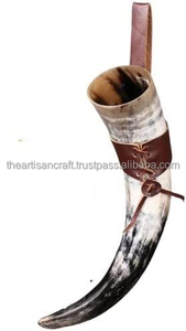 Funda de cuero con cuerno para beber de animales de calidad superior, ecológica, hecha a mano para decoración del hogar, celebraciones, ocasiones especiales - Product Image 5