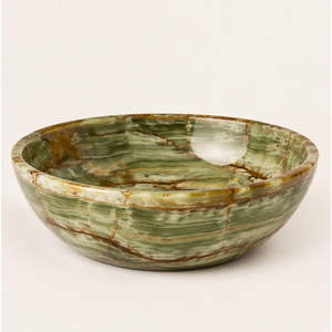 Bol en onyx vert naturel vintage, bol en pierre de marbre poli, bol rond pour comptoir, bol de service pour hôtel, maison, cuisine, accessoire - Product Image 3