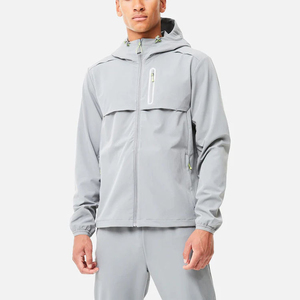 Men's Casual Solid Waterproof Tracksuit Set with Zip-Up <b>Hoodie</b> and Ankle Zipper Nylon Windbreaker 2 in 1 Design Winter - Product Image 1