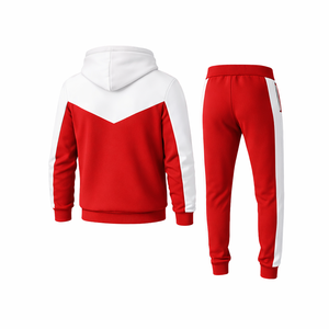 New Design Custom Men Tracksuit Red <b>White</b> Hoodie and Jogger Set Sportswear Training Suit Comfortable Gym Wear Wholesale - Product Image 3