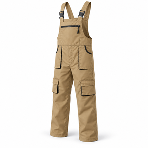 Salopette unisexe en coton sérigraphiée sur mesure avec poches cargo à rabat et bretelles réglables pour atelier et techniciens - Product Image 2