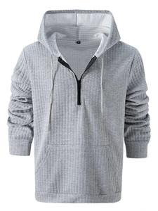 High Quality 100% Cotton Fleece Quarter Zip Hoodie Winter Embroidered Men's Oversized Hoodies - Product Image 3