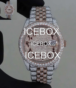 Nuevo Reloj de Lujo Personalizado de Moda Hip Hop con Diamantes Moissanite VVS, Esfera Arebic, Tono Rosa, Mecánico Automático y con Incrustaciones de Diamantes - Product Image 1