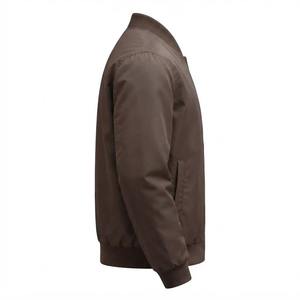 Chaqueta Bomber Marrón para Hombre, Chaqueta de Piloto Casual con Cierre, de Poliéster, para Primavera y Otoño, con Etiqueta de Logotipo Privado, Chaquetas de Poliéster para Hombre - Product Image 3