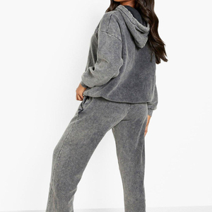 Producto Más Vendido: Conjunto Deportivo Personalizado con Efecto Desgastado para Hombre y Mujer, Venta al Por Mayor, Chándal de Alta Calidad con Lavado Ácido para Mujer - Product Image 3
