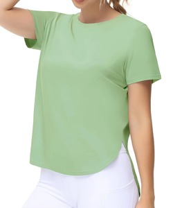 T-shirts d'été en modal vierges pour femmes avec logo personnalisé, doux, respirants, décontractés, vente en gros, OEM, chemises streetwear à manches courtes pour femmes - Product Image 1