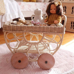 Handmade Woven Rattan Rattan Tea Cart for Kid Playing Made in Vietnam Rattan Kids Furniture Toys Wholesale From Vietnam - Product Image 2