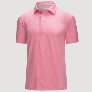 เสื้อเชิ้ตแขนสั้นสีชมพูสำหรับผู้ชาย สีพื้น สไตล์ลำลอง ผ้าแคนวาส แห้งเร็ว ทรงปกติ รับสกรีนโลโก้ด้านหน้า - Product Image 3