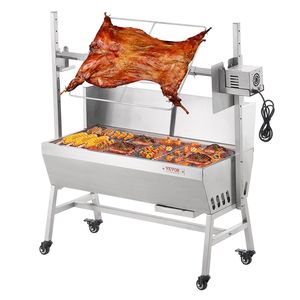 Asador Eléctrico con Motor de 42W y Parabrisas para Cerdos, Corderos y Cabras Enteros, 35 Pulgadas, Capacidad de 90 Libras, Parrilla Giratoria para Barbacoa - Product Image 1