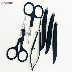 Ensemble de ciseaux à cuticules RMI Silver Shin Tip et ciseaux à ressort couleur noir mat / pince à épiler pour sourcils - Product Image 4