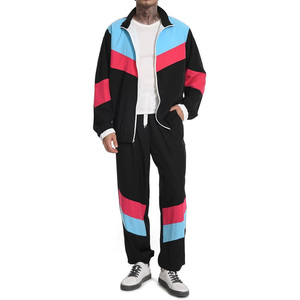 Ensemble de survêtement pour homme avec veste zippée et pantalon assorti, coupe classique, en polyester, idéal pour le printemps - Product Image 2