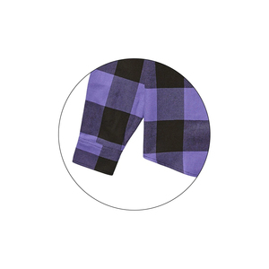 Camisa de Franela a Cuadros Negra y Morada para Hombre, Manga Larga, Cuello Camisero, Estilo Casual para Otoño, 100% Algodón, Antiarrugas - Product Image 6