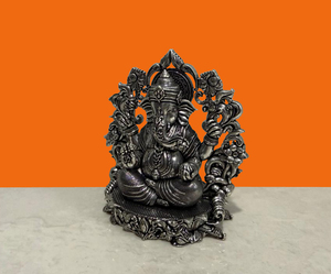 Estatua de Ganesha Hecha a Mano en Latón con Acabado Plateado, Fundición en Cera, Ídolo del Dios Hindú Ganesha, Decoración para el Hogar o Templo - Product Image 2