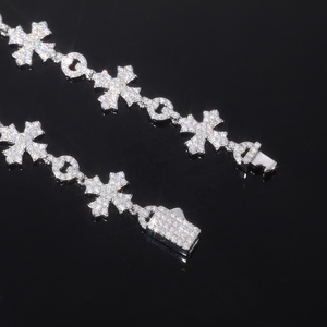 Cross Shape Moissanite Diamond Bracelet 925 <b>Silver</b> Iced Out Link Chain Religious Luxury Jewelry <b>for</b> <b>Men</b> Women Gift - Product Image 3