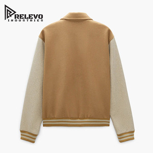 Veste universitaire unisexe personnalisée en laine et polyester, color block, col rabattu, coupe classique, style preppy, pour l'automne - Product Image 2