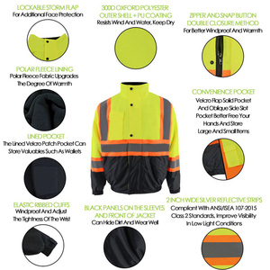 High Visibility Reflective Safety Jacket Waterproof <b>Winter</b> <b>Workwear</b> Hi-Vis Construction Coat Men's ANSI Class 3 Custom Logo Wear - Product Image 6