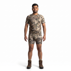 Men's Camo Hunting Base Layer Set-Sublimated Wicking <b>Polyester</b> Short Sleeve Top & <b>Boxer</b> Brief - Product Image 1