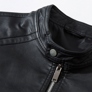 Hot Sale High Quality Casual Fashion Men's PU Leather <b>Jacket</b> for Biker Custom <b>Slim</b> <b>Fit</b> <b>Jackets</b> Solid Black Autumn Men's <b>Jackets</b> - Product Image 3