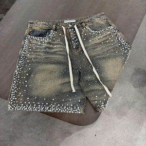<b>High</b> <b>Waist</b> Men's Camouflage <b>Shorts</b> With Pearls Drawstring Street Style <b>Short</b> Pants Breathable Woven Fabric - Product Image 2