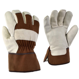Leather Industrial Welding <b>Long</b> Sleeve Leather <b>Red</b> Welding <b>Gloves</b> Function Anti Heat Industrial Safety Leather Welding <b>Gloves</b> - Product Image 1