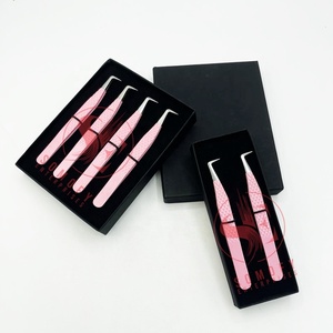 Pince à épiler pour extension de cils personnalisée à 90 degrés en argent rose bébé beauté durable pointe en fibre d'acier commande privée faite - Product Image 2