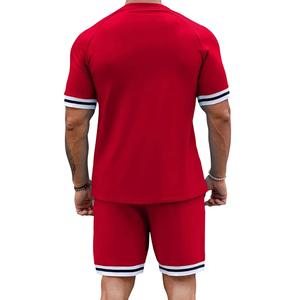 Ensemble de t-shirts pour hommes en tissu tricoté respirant et confortable de haute qualité, sans couture, en polyester/coton, avec logo personnalisé - Product Image 2