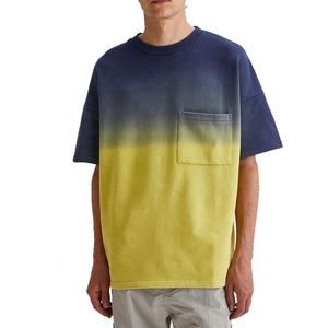 2025 personnalisé couleur bloc hommes ourlet incurvé t-shirt grande taille hommes Streetwear mode vêtements unisexe 100% coton Slim Fit t-shirt - Product Image 6