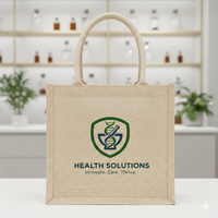 Sac fourre-tout en toile de jute Pharma Gifts, taille moyenne, imprimé lettres, à porter à la main, pour usage promotionnel, fermeture éclair, bandoulière, vente en gros