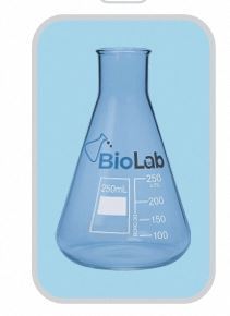 Fiole Erlenmeyer en verre bleu, fiole conique graduée, récipient de mélange de laboratoire - Product Image 3