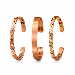 Royal Carved <b>Infinity</b> Symbol Geometric Tribal Pattern Multi-Style Copper Bangle Collection - Product Image 6