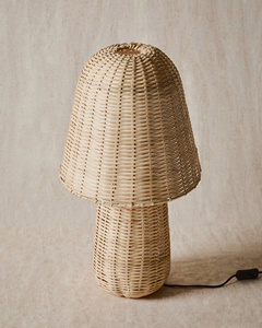 Minimalist Woven Mushroom <b>Lamp</b> Handcrafted Rattan <b>Table</b> <b>Lamp</b> With Rounded Shade From Vietnam Manufacturer - Product Image 4
